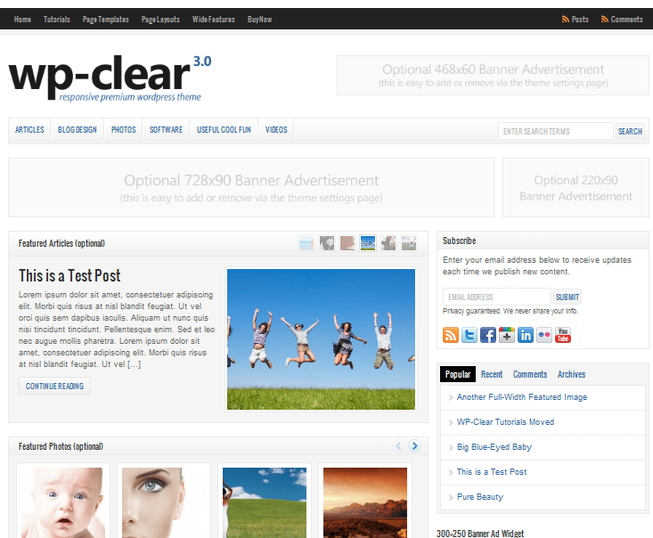 WP clear theme Solostream