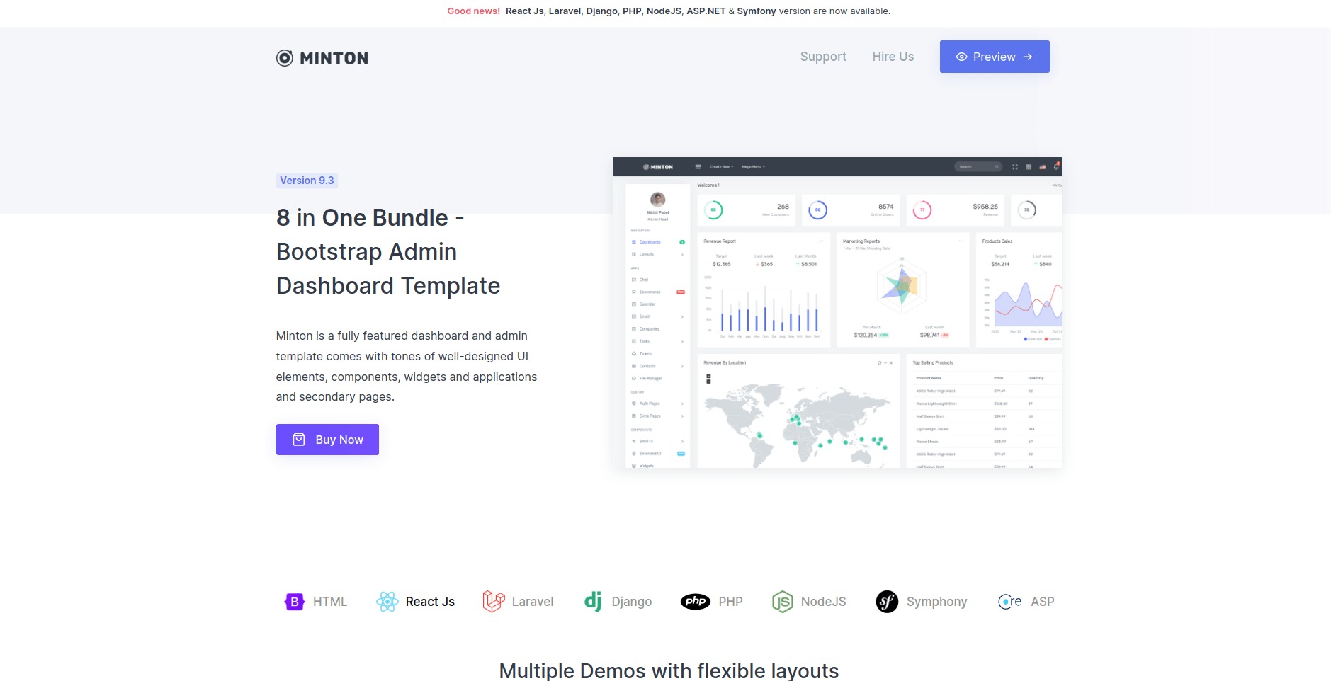 Business Dashboard Examples : minton admin dashboard